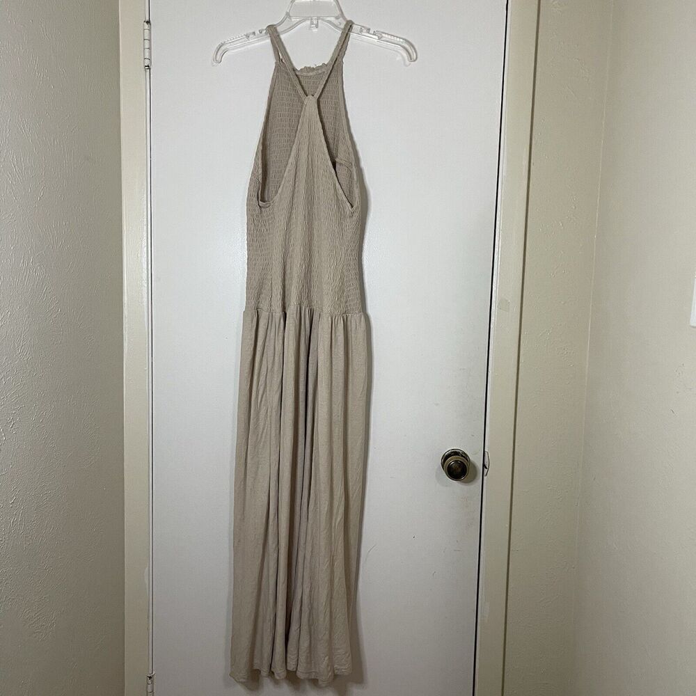 Free People FP beach Spell On You Maxi gauze cinch Dress tan oat US Small - Picture 8 of 9